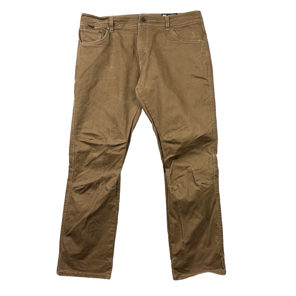 Kuhl Pants Mens 38x32 Brown Rydr Lean Heavy Twill Vtg Patina Articulated Hiking